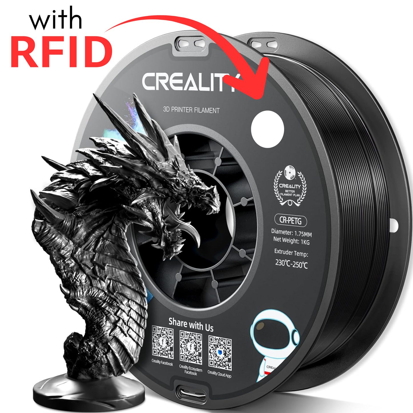 Creality CR-PETG Filament – 1kg, 1.75mm (RFID-Ready for Creality CFS)
