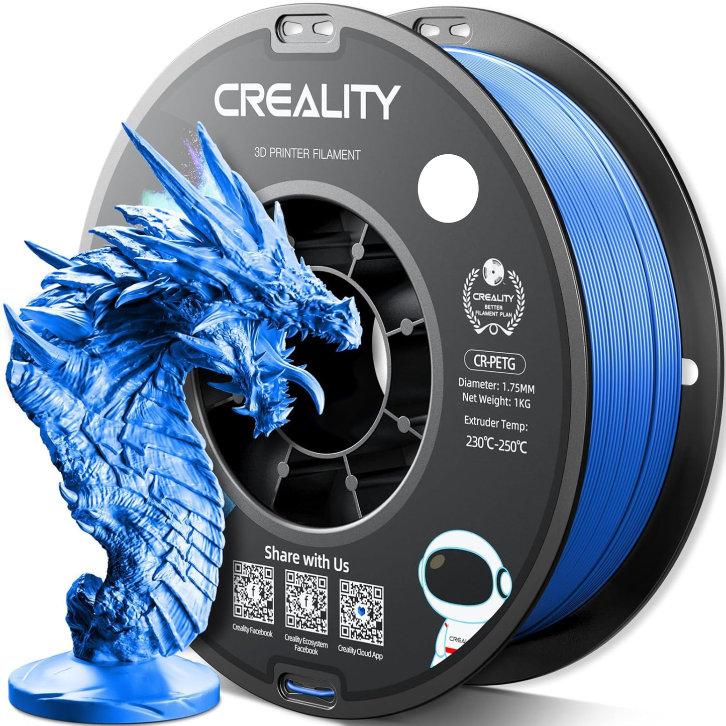 Creality CR-PETG Filament – 1kg, 1.75mm (RFID-Ready for Creality CFS)