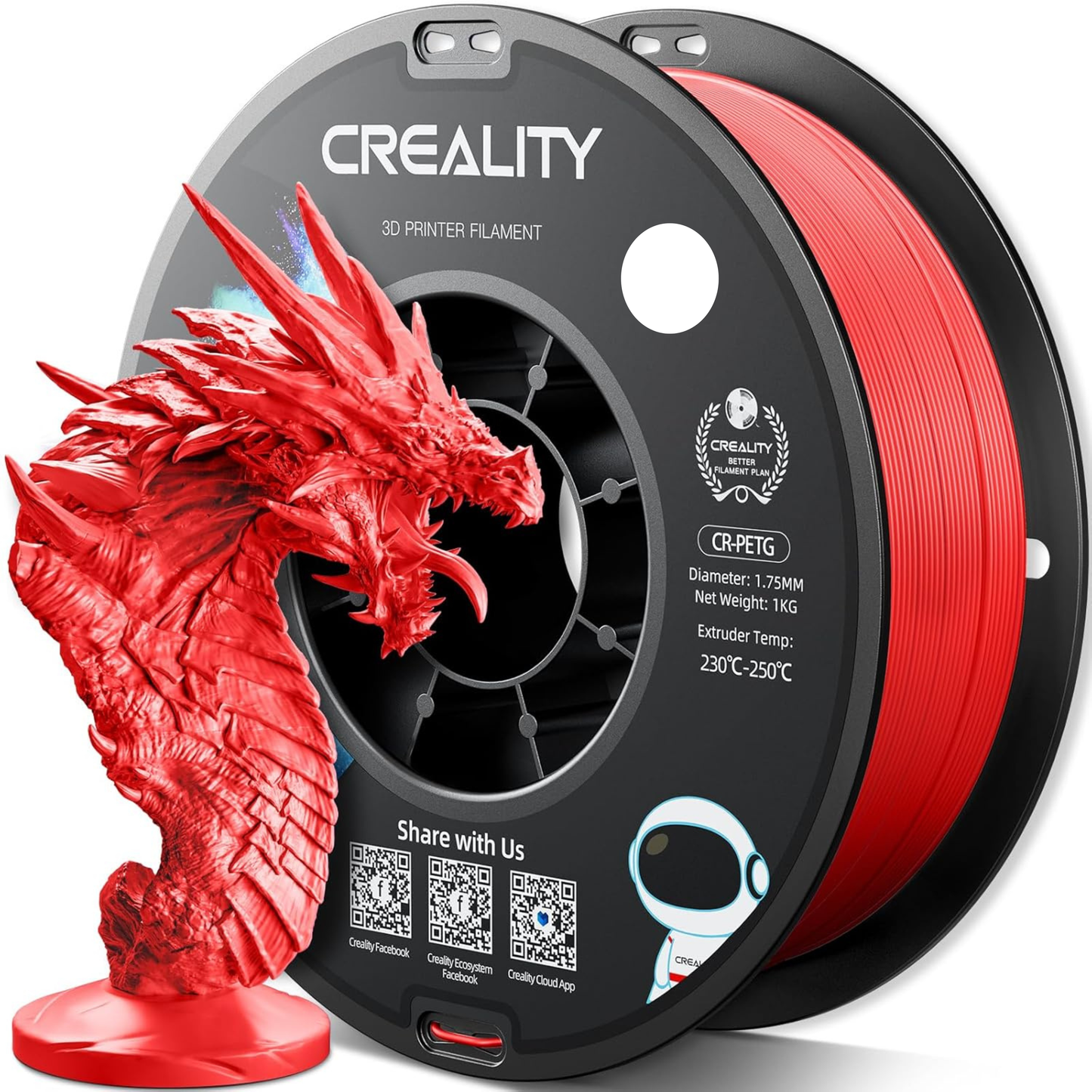 Creality CR-PETG Filament – 1kg, 1.75mm (RFID-Ready for Creality CFS)