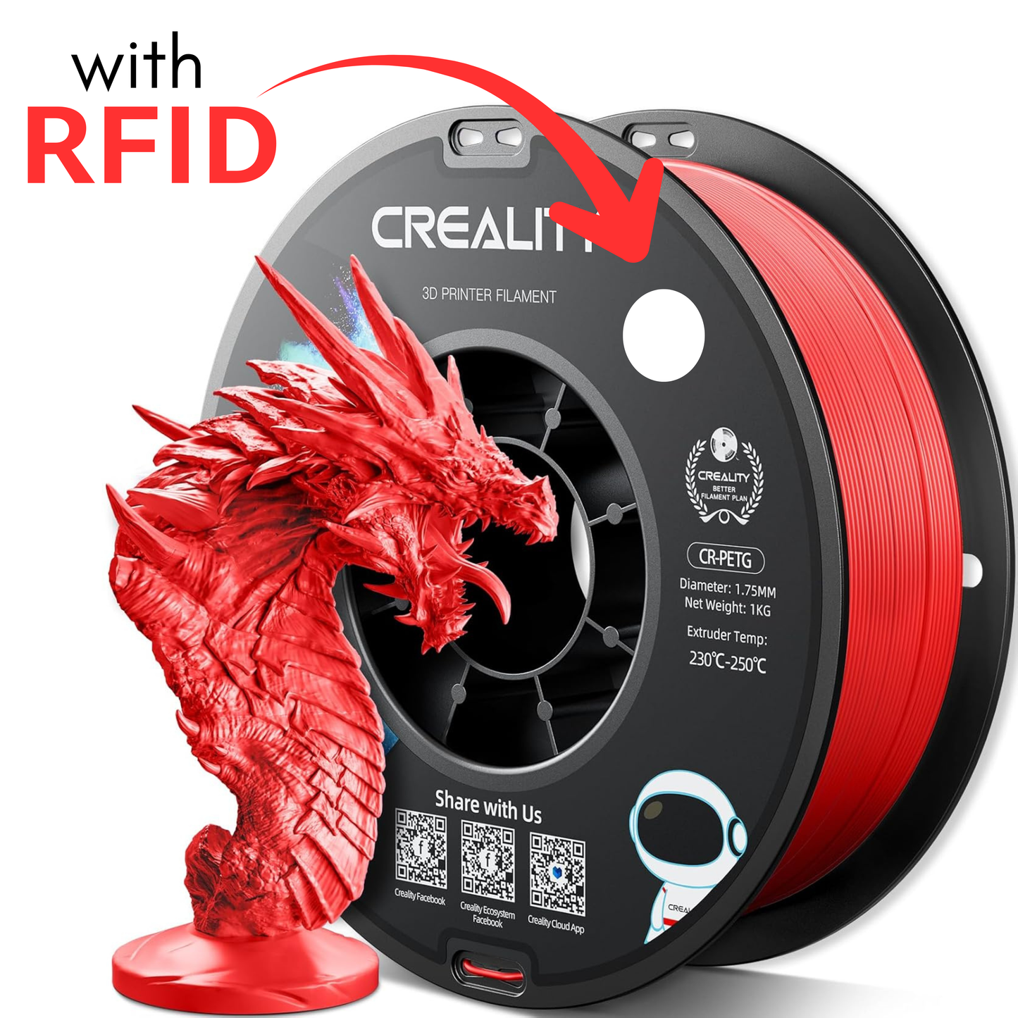 Creality CR-PETG Filament – 1kg, 1.75mm (RFID-Ready for Creality CFS)