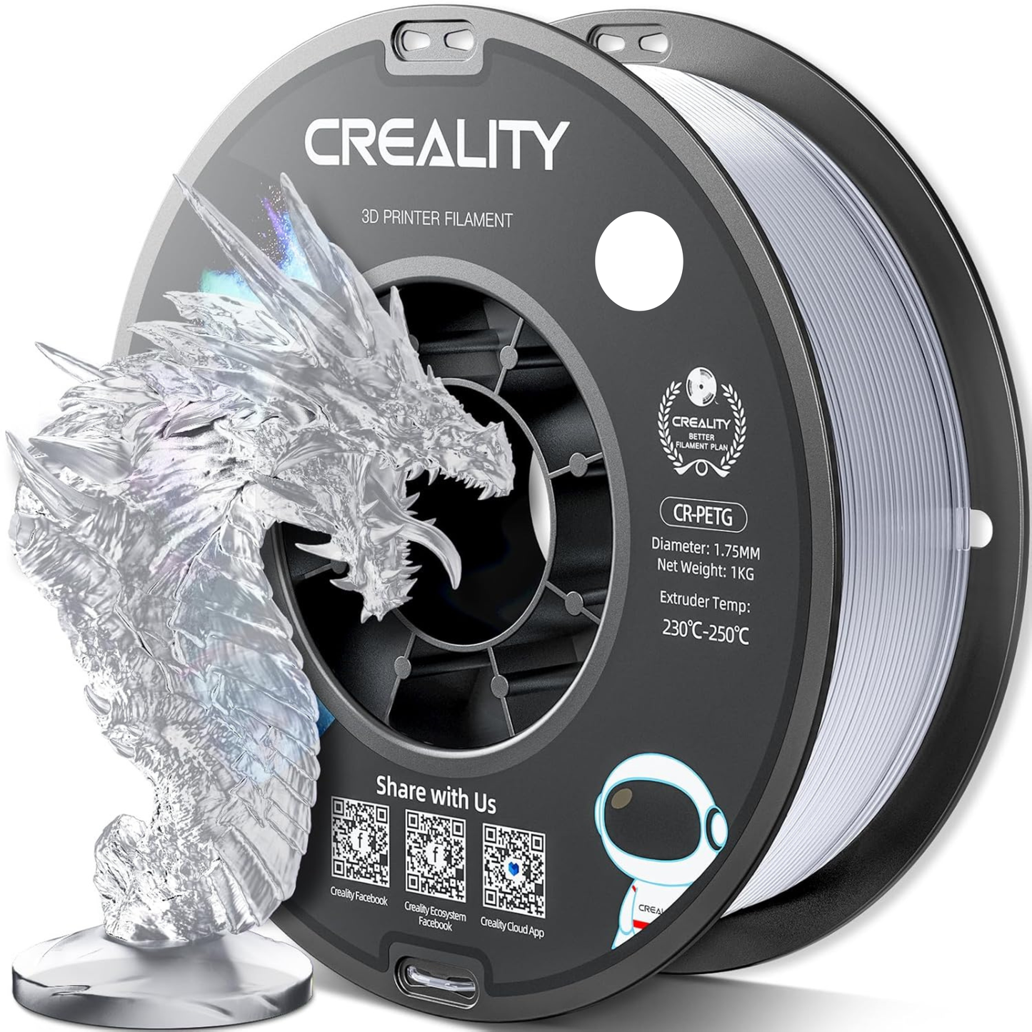 Creality CR-PETG Filament – 1kg, 1.75mm (RFID-Ready for Creality CFS)