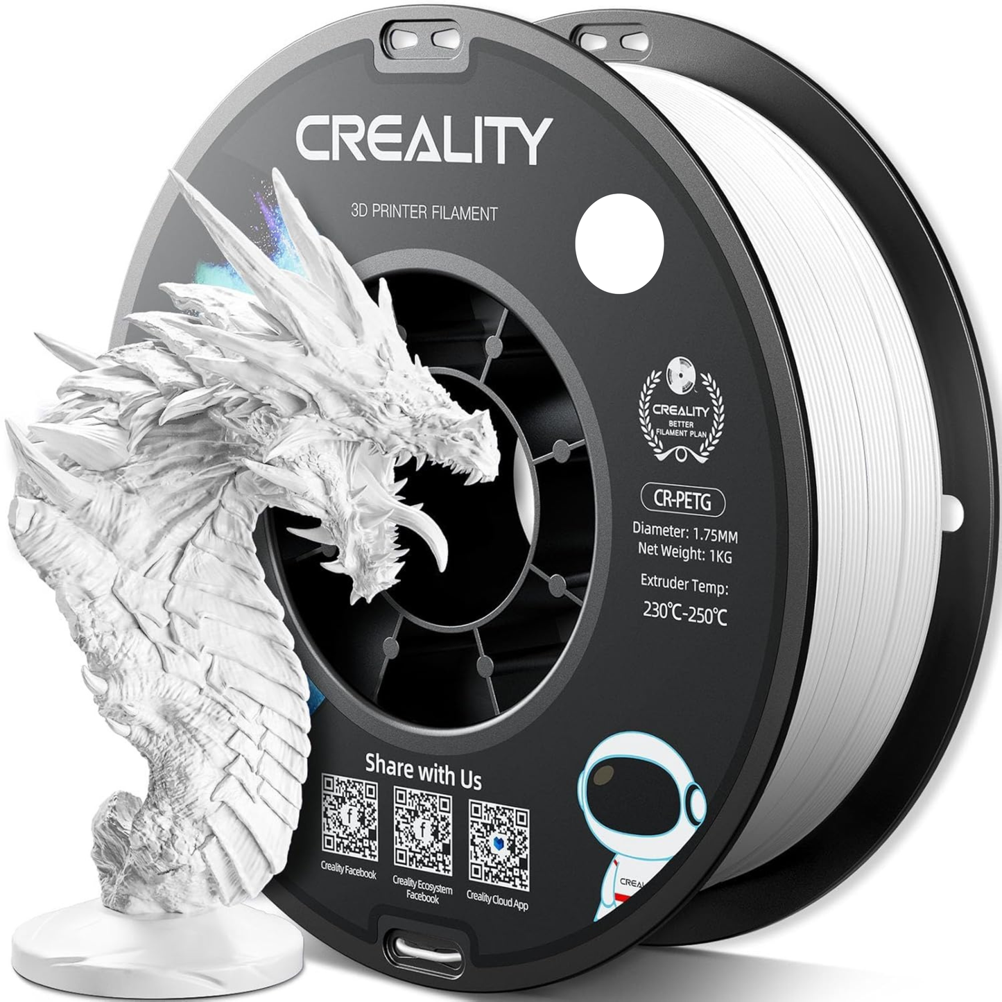 Creality CR-PETG Filament – 1kg, 1.75mm (RFID-Ready for Creality CFS)